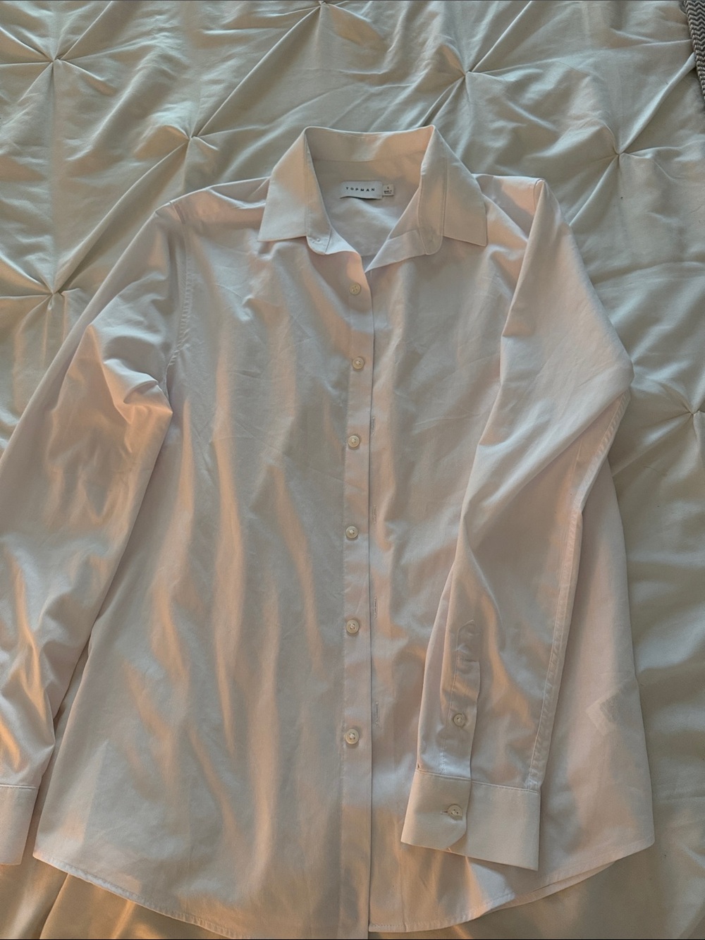 Topman White Long-Sleeve Button-Down Shirt